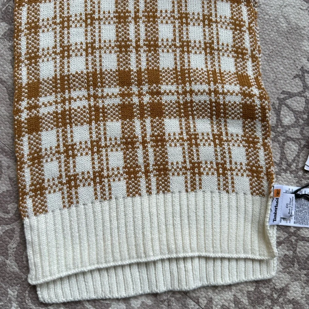 Timberland Scarf Buffalo Plaid beige whiter brown NEW‎ 10X68